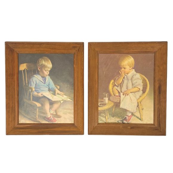 Other - Vintage Framed Prints Pictures James Ingwersen Gretchen Gary Children Set of 2